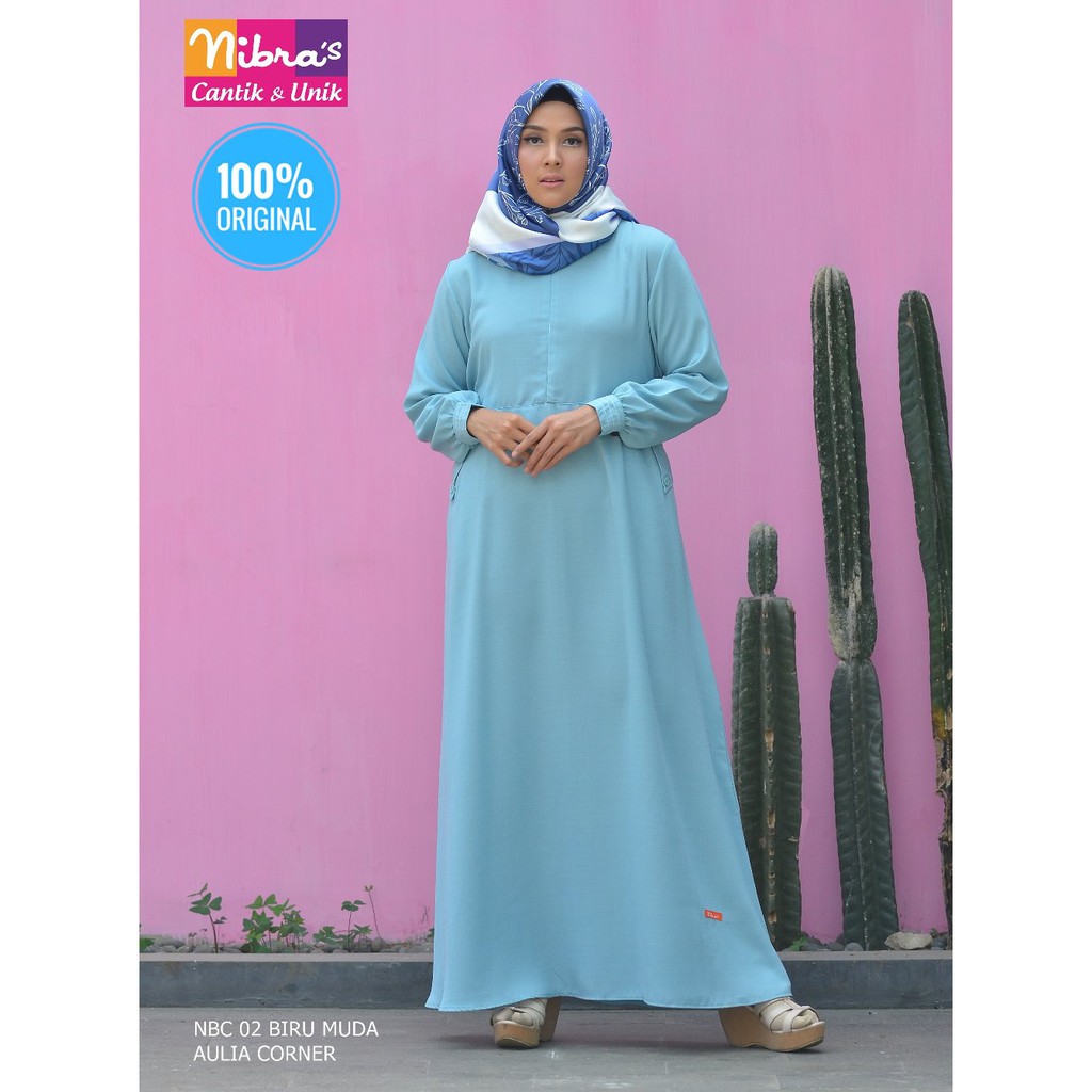 Baju Muslim Gamis Nibras Nbc 02 Biru Muda Original Gamis Wanita