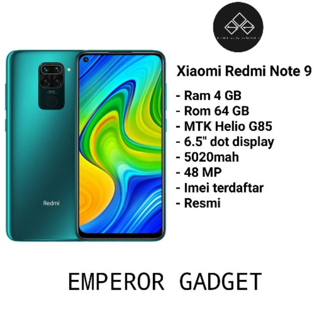 Xiaomi Smartphone Redmi Note 9 4 64gb 6 3 Inch Garansi Resmi Indonesia Ponsel pintar teranyar Xiaomi Redmi Note 9 resmi dijual hari ini dan dibanderol Rp35 juta.
