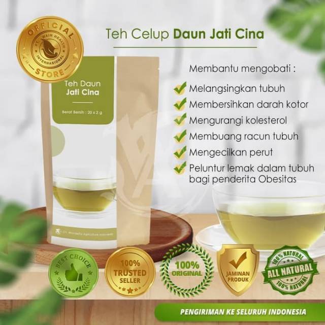 Langsing alami !!! teh celup daun jati cina herbal dan peluntur lemak