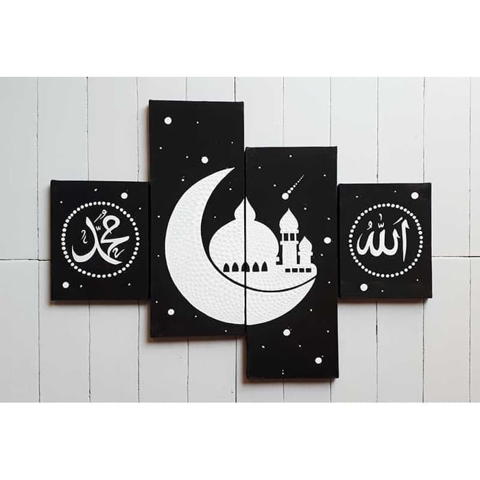 Jual Lukisan Dinding Kaligrafi Hitam Putih Nuansa Islami 431 Set Pajangan Dekorasi Indonesia|Shopee Indonesia 700_X_700_jpg