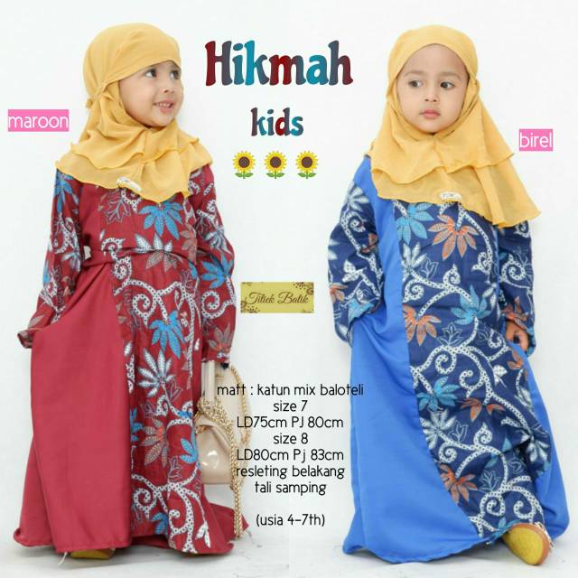 Batik Gamis Anak Anak Hikmah Modern Fashion Batik Solo Shopee