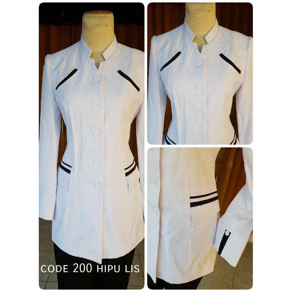 Jual Blazer Baju Seragam Putih Code 192 Hipu Lis Hitam Wanita Guru, Pns  Best Quality Indonesia|Shopee Indonesia