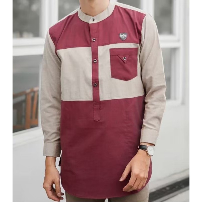 Turunan warna merah ini dapat membuatmu terlihat stylish dan tidak membosankan. Baju Koko Kurta Pakistan Lengan Panjang Kombinasi Warna Maroon Mocca Hitam Navy Ukuran M L Xl Shopee Indonesia