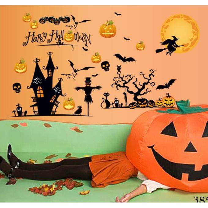 This small home office area features a custom wallpaper made by enlarging a favorite photo. Wall Sticker Wall Stiker Wallsticker Dinding 385 Taman Halloween Shopee Indonesia