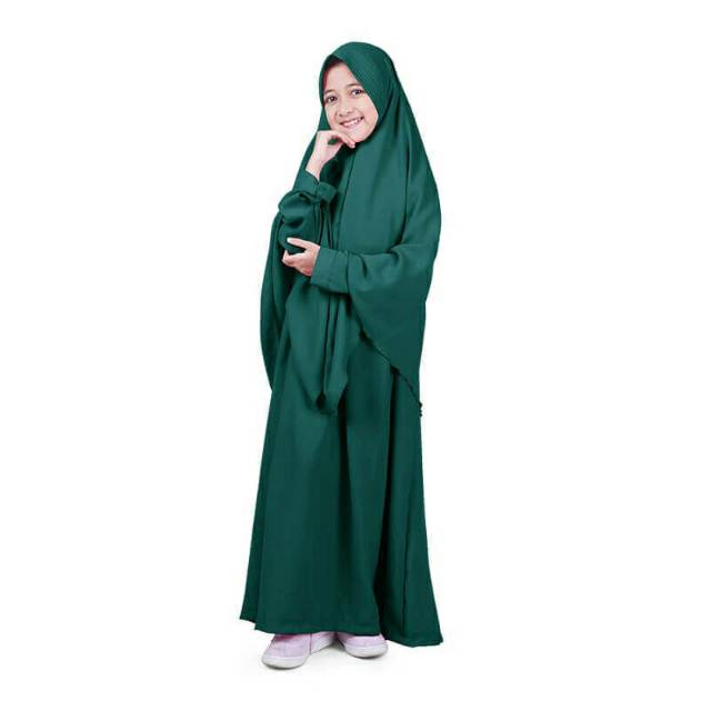 Gamis Anak Syar I Bahan Wolly Crepe Warna Hijau Botol Shopee