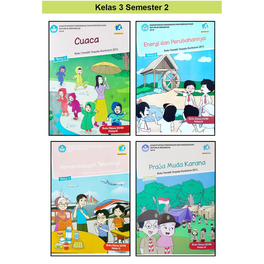 Rpp, pemetaan kd, silabus, jurnal harian, program semester, dll. Paket Buku Tematik Sd Kelas 3 Semester 2 Tema 5 6 7 8 K13 Revisi 2018 Shopee Indonesia