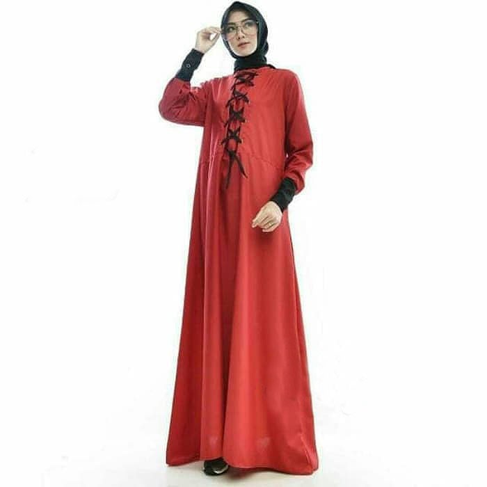 Gamis Wanita Delisa Bahan Balotelli Ukuran Fit L Variasi Tali