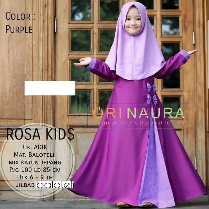 Terbaru Moana Kids Baju Gamis Anak Perempuan Fit Usia 8 10