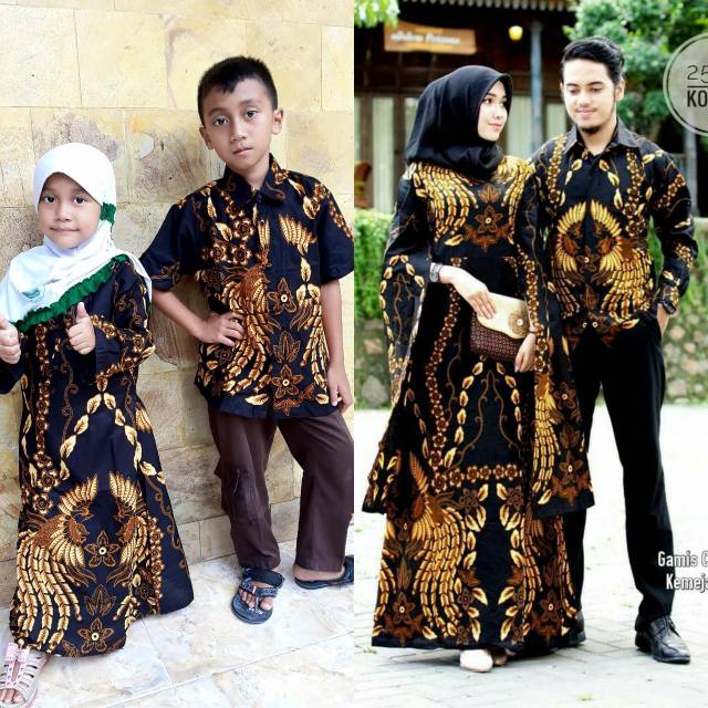 Baju Batik Couple Gamis Model Muslim Anak Anak Perempuan Dan