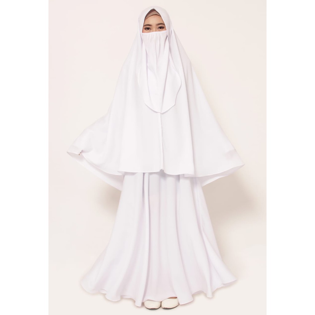 Baju Ihrom Wanita Perlengkapan Haji Umroh Gamis Set Cadar