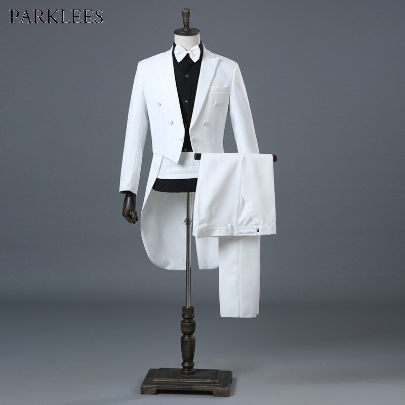 import white wedding groom tuxedo swallowtail coat men slim fit 4 piece suit shopee indonesia on white wedding tuxedo slim fit