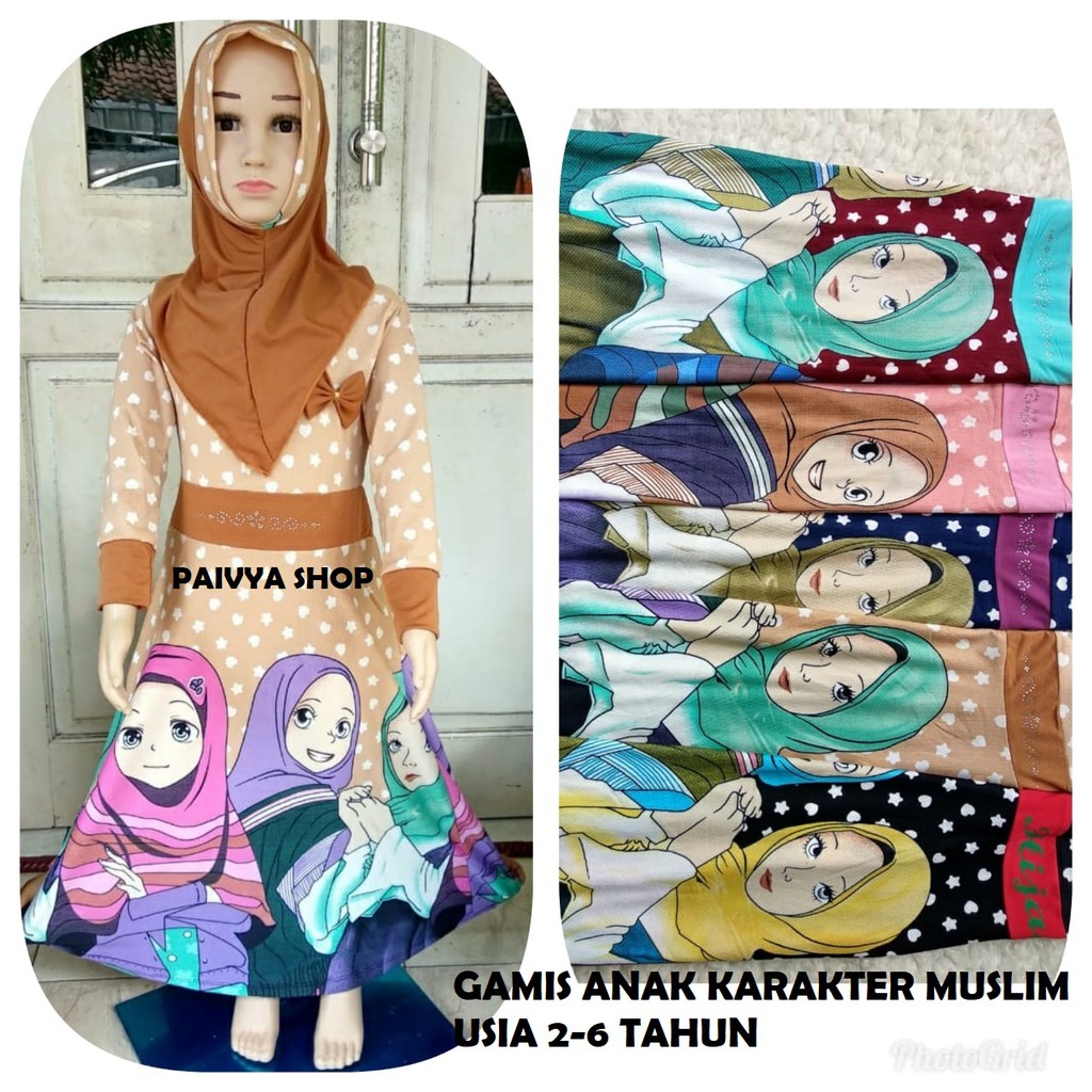 Gamis Anak Karakter Muslim Usia 2 6 Tahun Shopee Indonesia