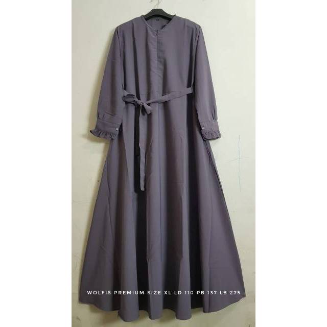 Jahitan Rapih Gamis Wolfis Polos Syari Exclusive Deza