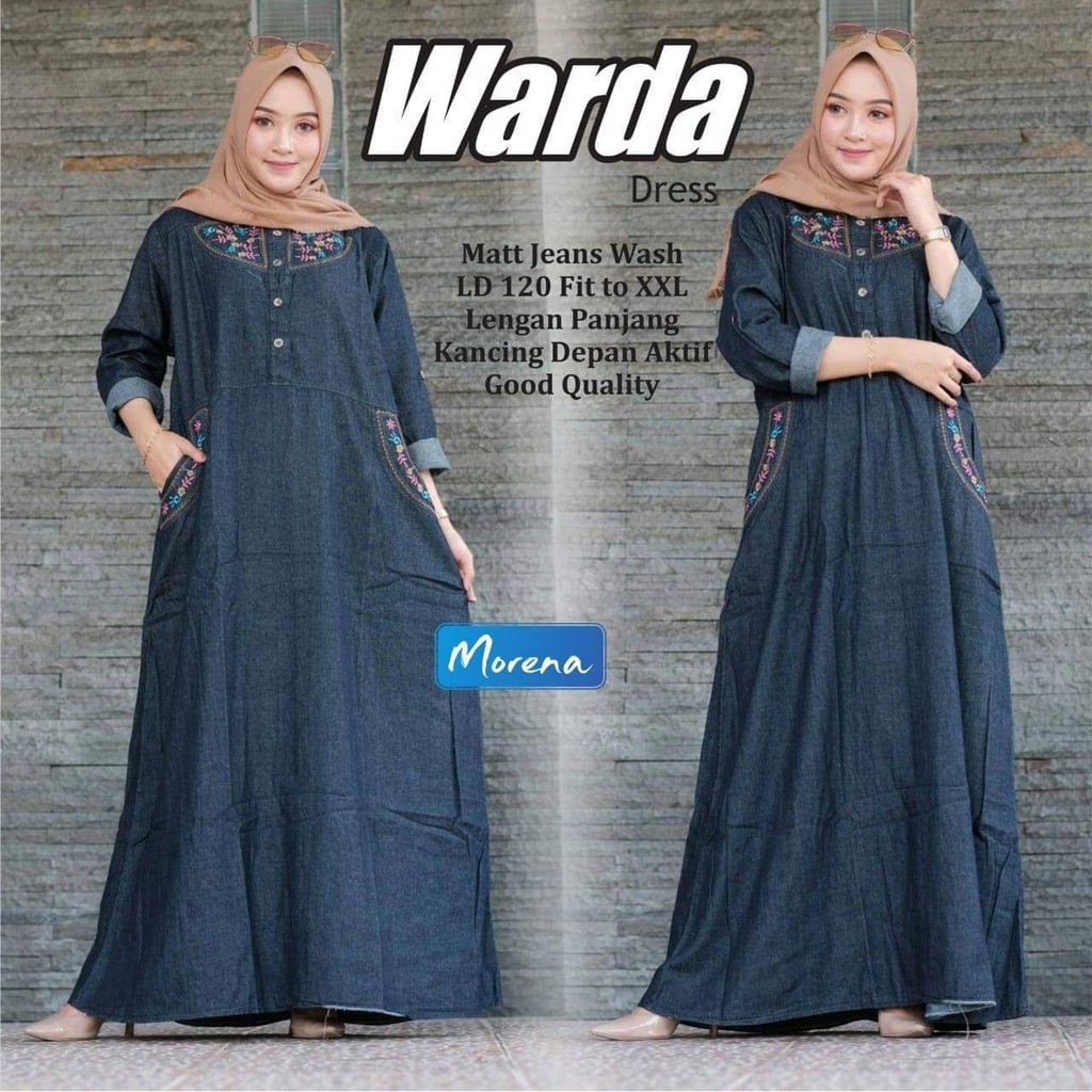 Baju Gamis Jeans Jumbo Ld 120 Cm Xxxl Motif Terbaru Longdress