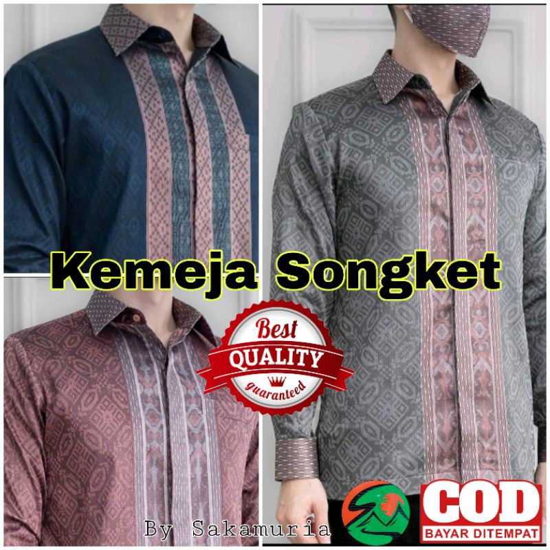 Jual Kemeja Tenun Pria Kemeja Songket Pria Kemeja Palembang  Indonesia|Shopee Indonesia