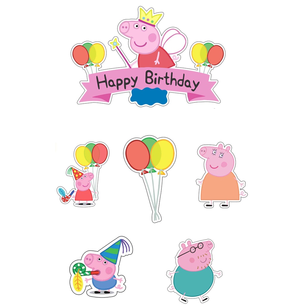 Peppa pig birthday svg cut file, peppa pig birthday vector download, ready to print, instant download files, ai, dxf, eps, png, svg. Jual Topper Cake Ulang Tahun Hiasan Kue Peppapig Indonesia Shopee Indonesia