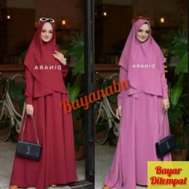 Gamis Set Hijab Premium Mosscrepe Remaja Dewasa Busui Syari