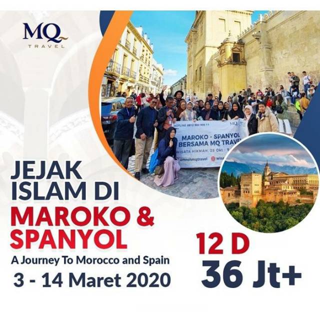 Dengan banyak travel umroh resmi kemenag yang menyediakan biaya umroh promo 2020 murah ini tentu akan memberikan banyak pilihan bagi bapak/ ibu yang ingin beribadah umroh. Mq Travel Jejak Islam Di Maroko Dan Spanyol Dp Only Shopee Indonesia