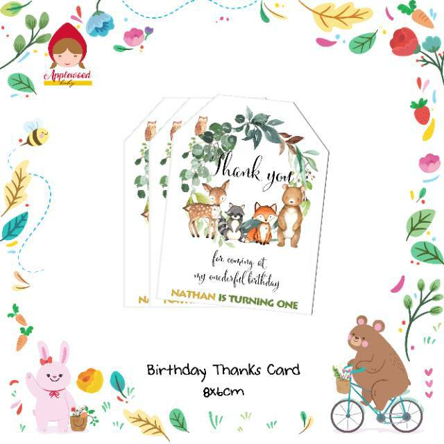 Thanks Card Souvenir Tag Kartu Ucapan Terima Kasih Tema Woodland Forest Animal Shopee Indonesia