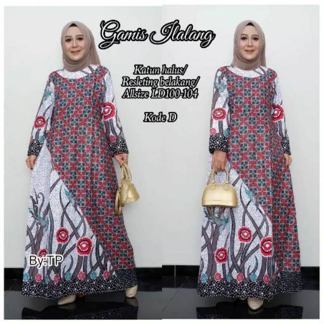 Gamis Kombinasi Ilalang Gamis Batik Wanita Dewasa Murah Dress