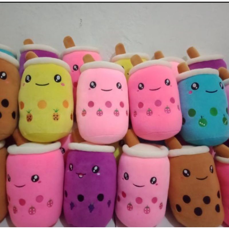 Jual boneka boba ukuran sedang, boba milk tea, boba strowbery, souvenir