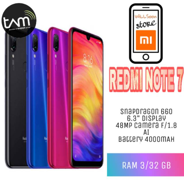 Xiaomi Redmi Note 7 3 32 Gb Garansi Resmi Tam