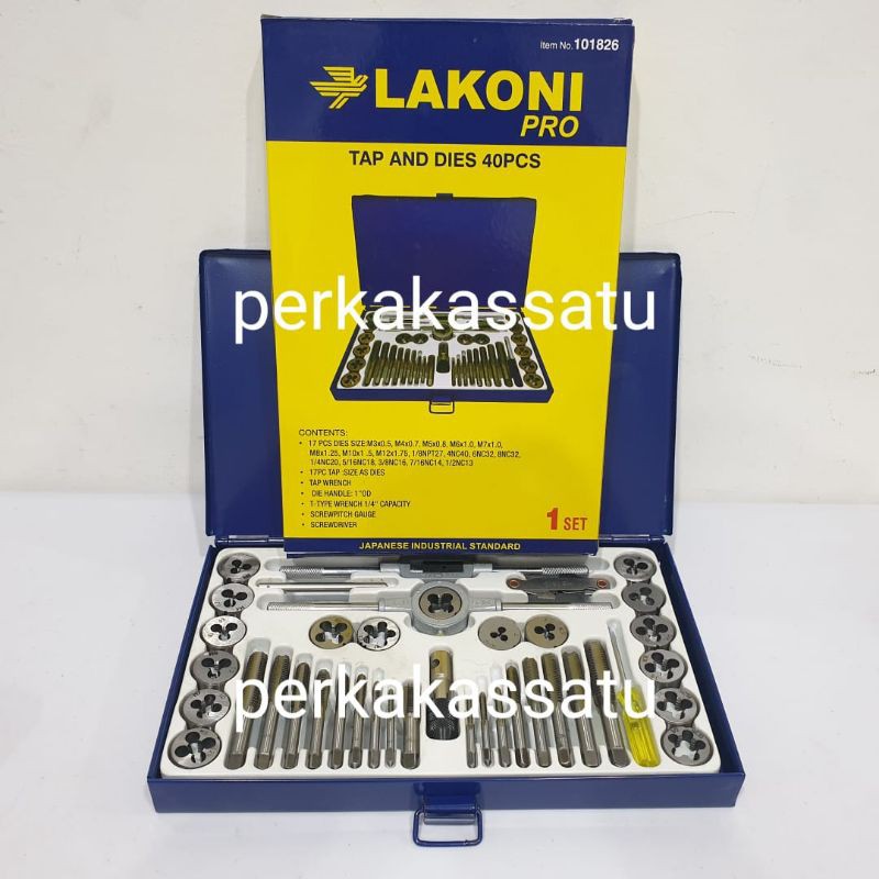 TAP AND DIE SET 40PCS LAKONI PRO MATA HAND TAP SNEI SNEY SENAI 40 PCS JETJO  TOOLS JETJOTOOLS | Shopee Indonesia
