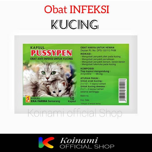 Pussypen 1 Sachet Isi 10 Caps Obat Kucing Pilek Demam Infeksi