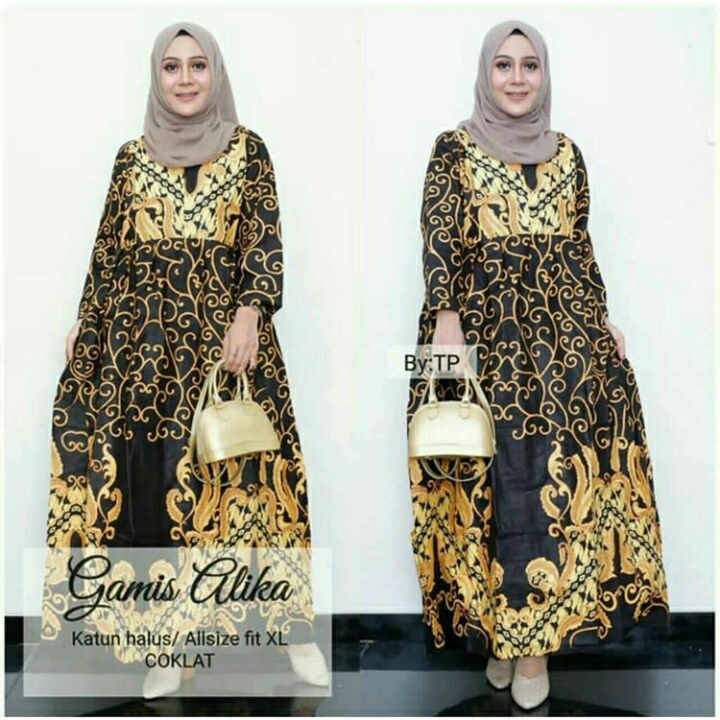 Gamis Batik Muslim Baju Gamis Jumbo Ori Seragam Batik Wanita