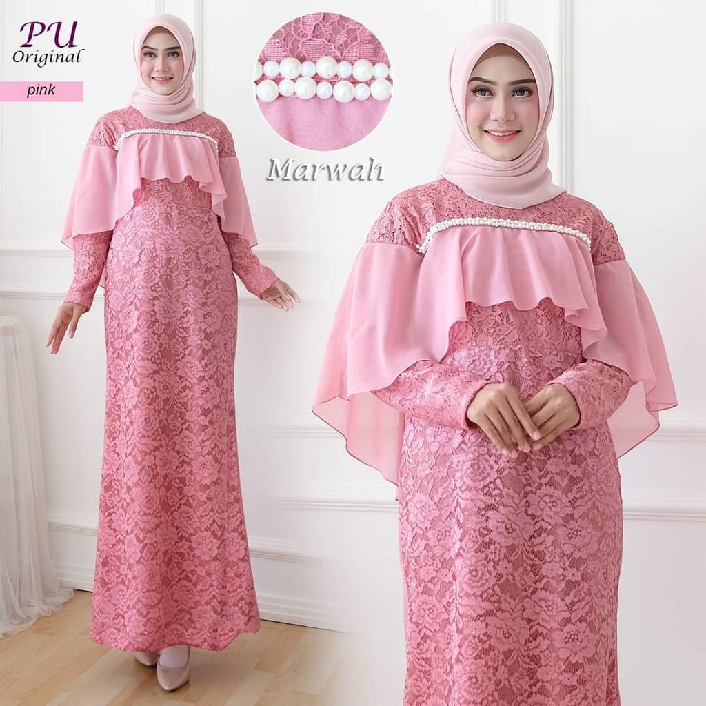 Gamis Kondangan Kekinian Marwah Mermaid Maxy Brokat Corneli