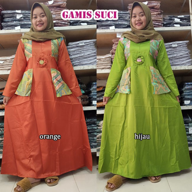 Gamis Satin Velvet Premium Dengan Kombinasi Batik Gamis Batik