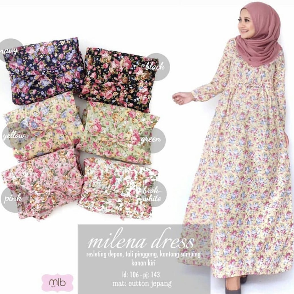 Cs Gamis Motif Bunga Katun Jepang Impor Payung Shopee Indonesia