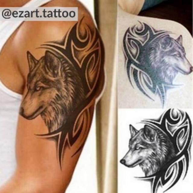 Desain Srigala Tribal Temporary Tattoo Tato Temporer Fashion Mirip Asli Shopee Indonesia