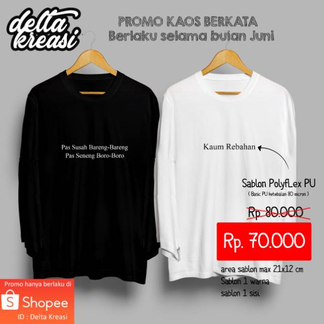 KAOS LENGAN PANJANG KATA-KATA / SABLON SATUAN / GRATIS TENTUKAN TULISAN /  DESIGN TULISAN SENDIRI | Shopee Indonesia