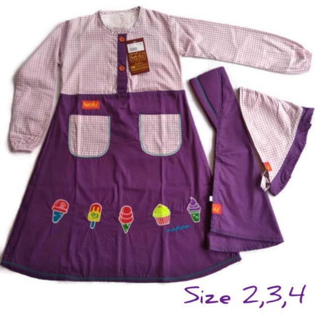 Obrall Gamis Anak Hafidz Terusan Bordir Es Krim Kombinasi Kotak