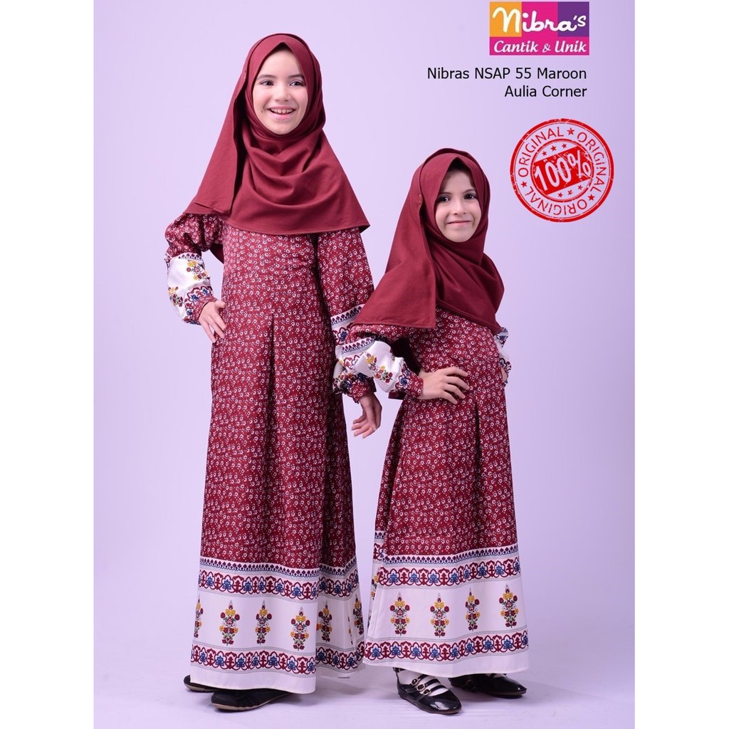 Terbatas Baju Gamis Anak Perempuan Nibras Nsap 55 Maroon Baju