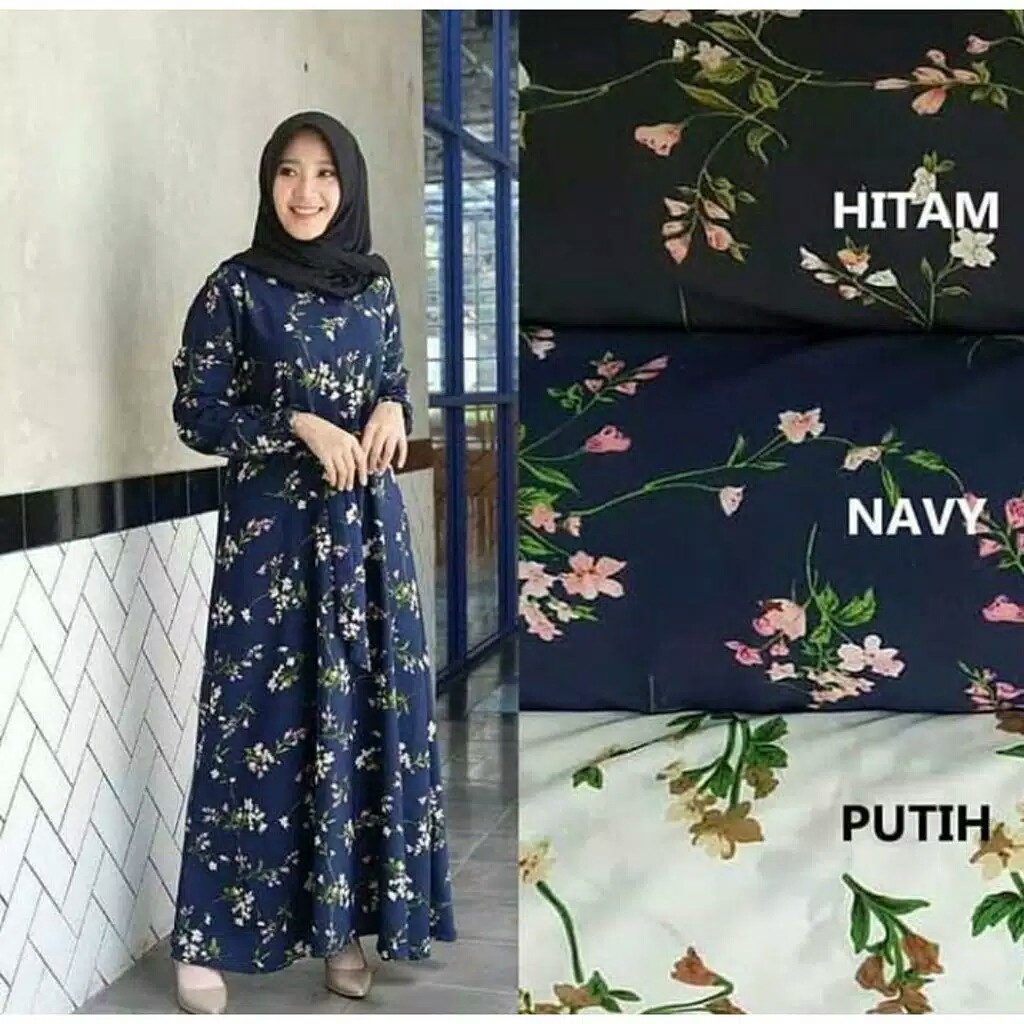 Gamis Syari Orchid 4 Warna Navy Hita Putih Orange Shopee Indonesia