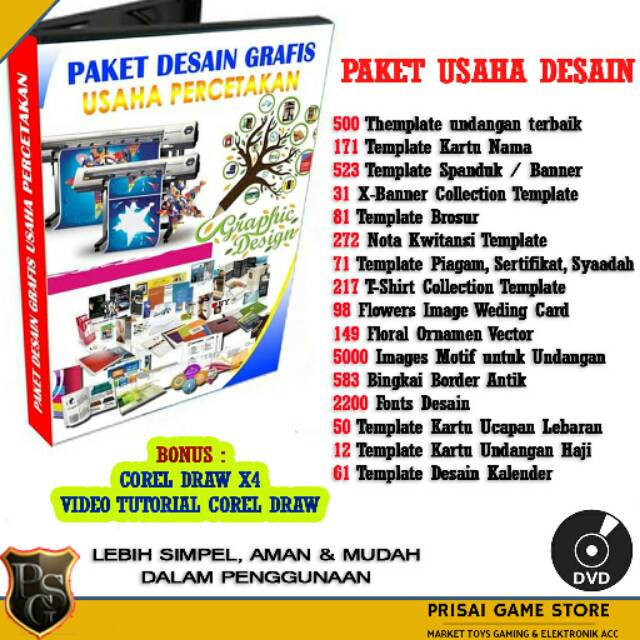 Cd Dvd Paket Desain Cetak Untuk Usaha Percetakan Coreldraw Logo Banner Template Undangan Shopee Indonesia