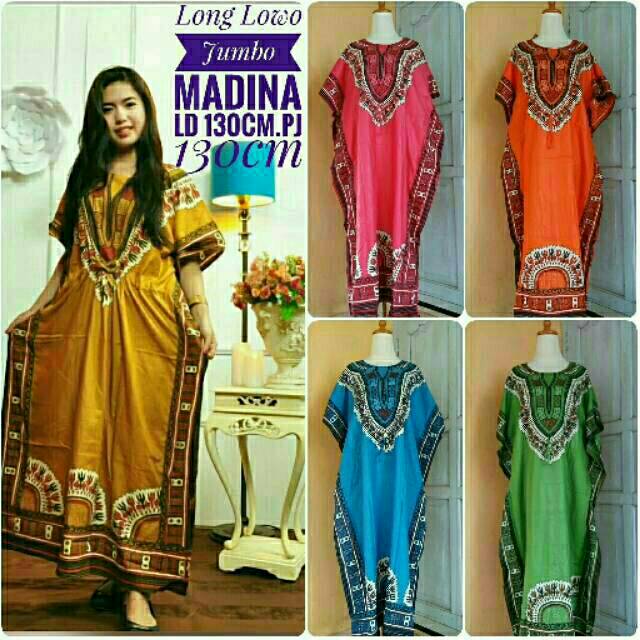 Longdress Lowo Jumbo Maroko Madina Gamis Muslimah Lengan Pendek