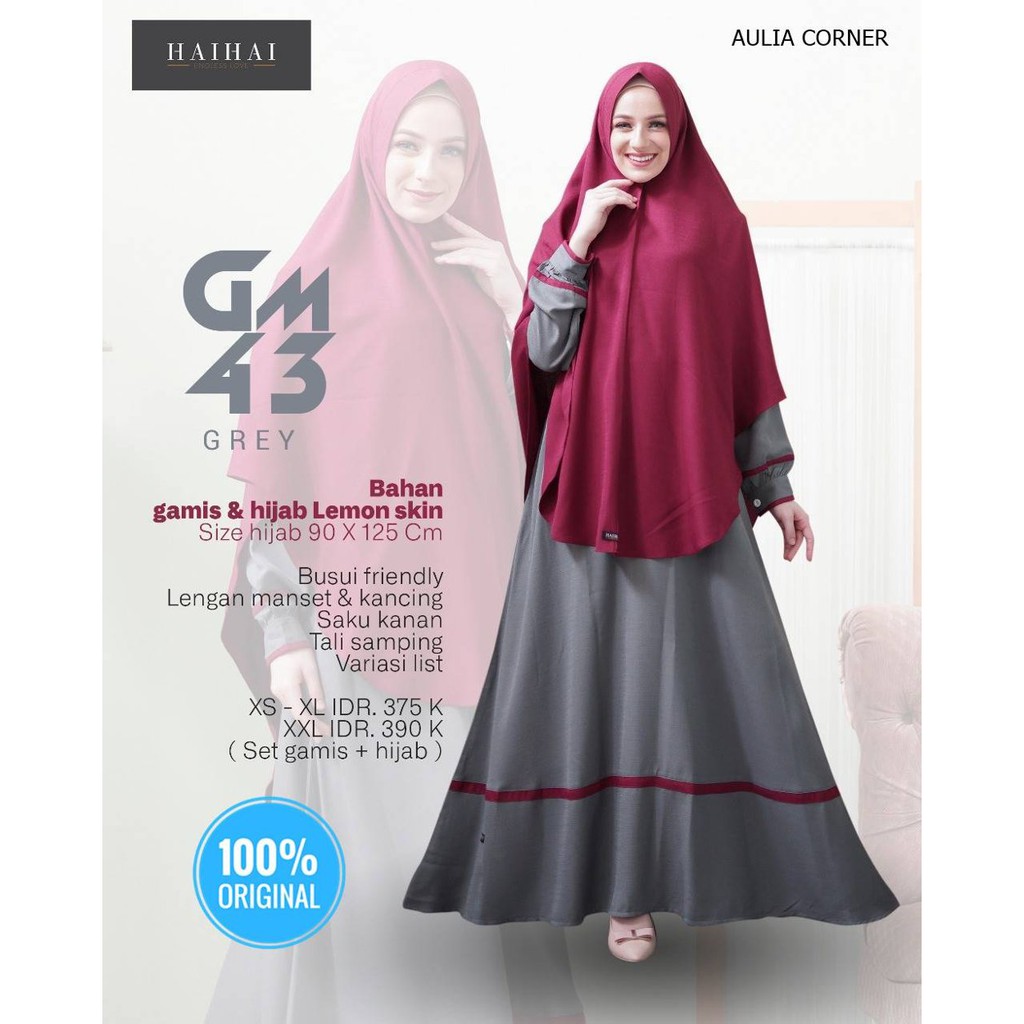 Gamis Wanita Rajut Gamis Pesta Terbaru Haihai Gm 43 Grey Original
