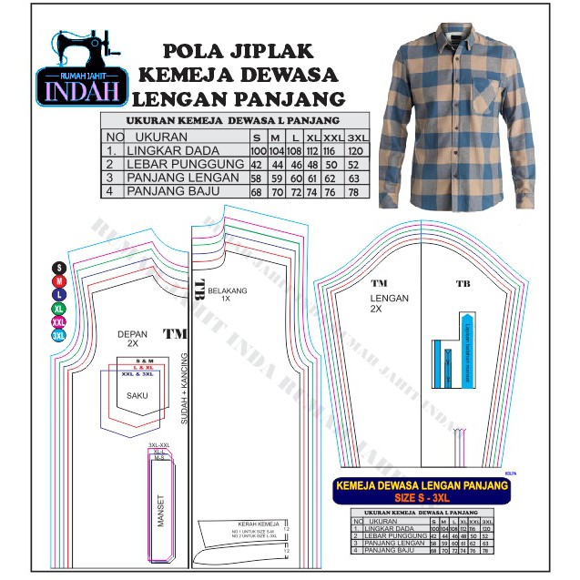 Pola instan blus /pola jiplak /murah/terbaru ; Jual Pola Jiplak Kemeja Pria Dewasa Lengan Panjang S 3xl Pola Baju Indonesia Shopee Indonesia