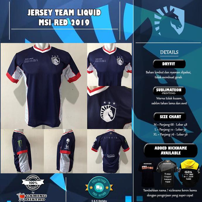 Jersey Team Liquid Msi Red 2019 Indonesia 