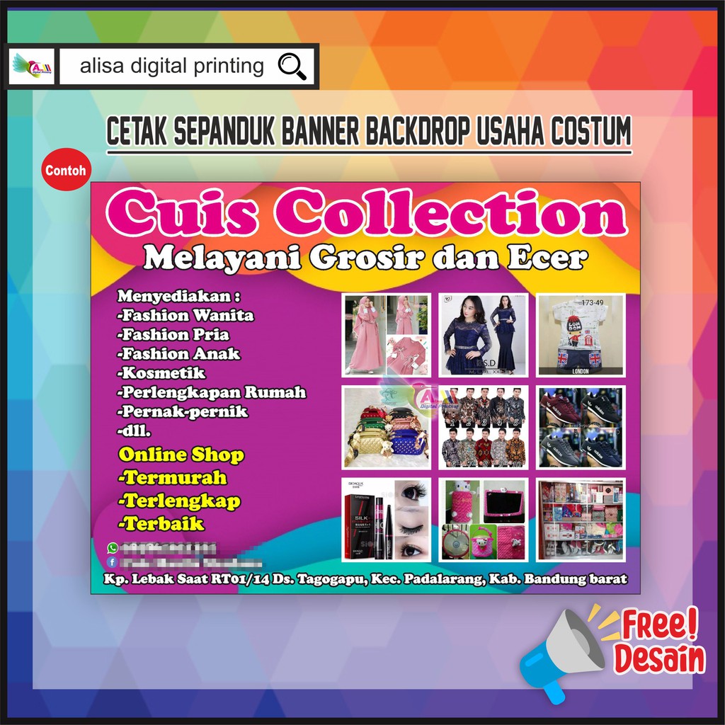 Cetak spanduk / banner murah flexi korea 440gsm Cetak Spanduk Baliho Olshop Costum Shopee Indonesia