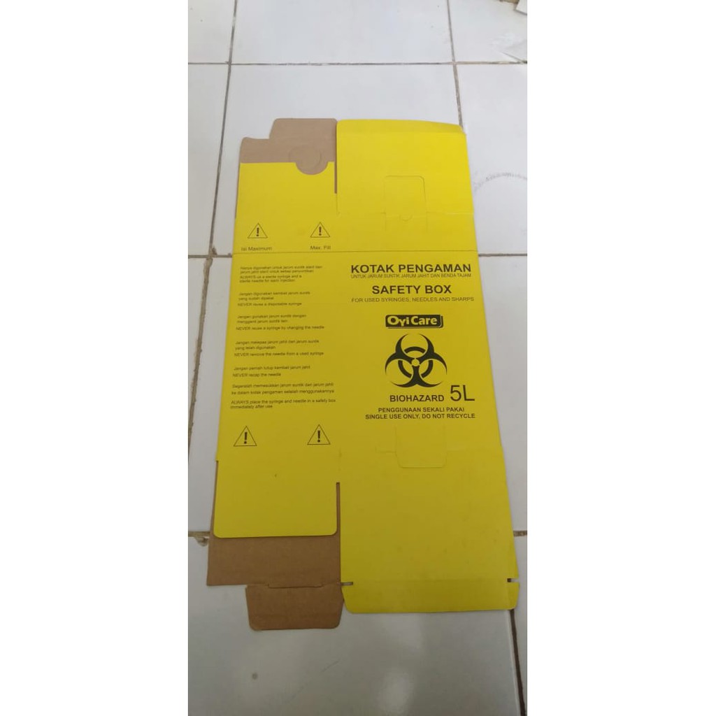 Jual safety box 5 lt (tempat sampah jarum suntik kuning) oyicare