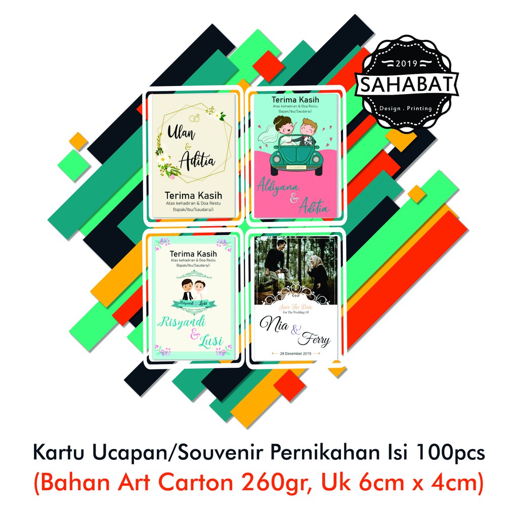 Kartu Ucapan Pernikahan Terima Kasih Souvenir Free Design Isi 100 Shopee Indonesia