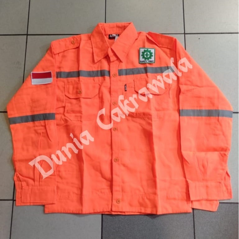 Baju Kerja Safety Plus Logo / Baju Proyek / Seragam Safety / Seragam Kerja  Warna Oranges Plus Logo | Shopee Indonesia