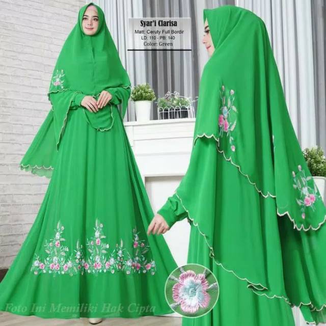 Terlaris Gamis Syari Clarisa Ceruty Bordir Mewah Muslimah Modern