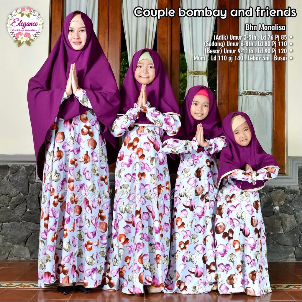 Bombay Ungu Couple Ibu Anak Baju Gamis Wanita Muslimah Ori