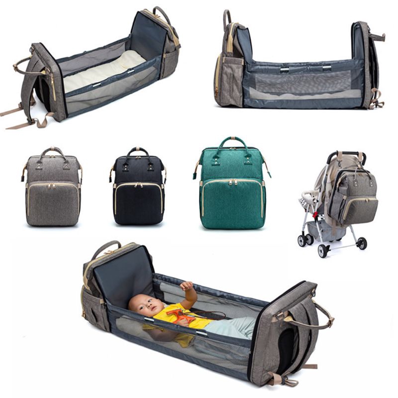 Cozy 2 In 1 Folding Crib Backpack Multifunctional Large Capacity Diaper Bag Shopee Indonesia