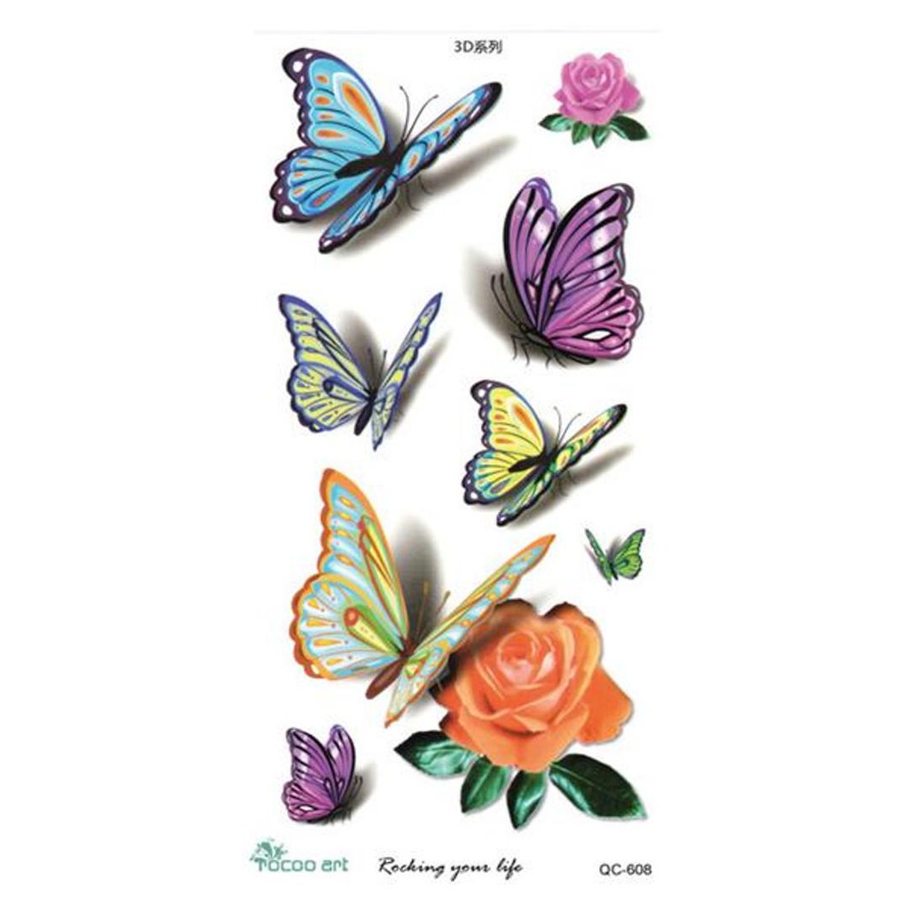 Find many great new & used options and get the best deals for 3d temporary butterfly tattoo sticker body art removable waterproof tattoos at the best online . Qc608 Beautiful 3d Butterfly Tattoo Design Temporary Body Tato Sticker Shopee Indonesia